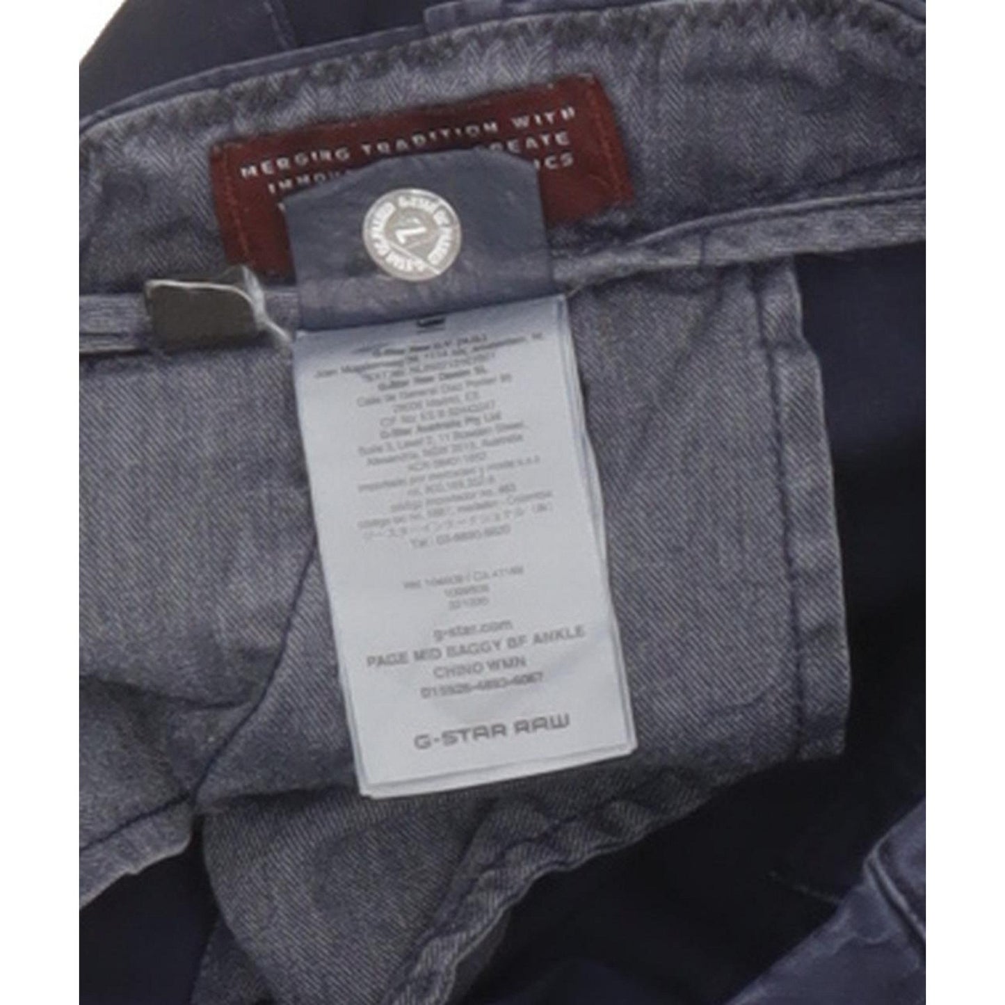 G-Star Page Baggy BF Ankle Navy Straight Relaxed Chino Stretch Trousers High Waisted W29 L32