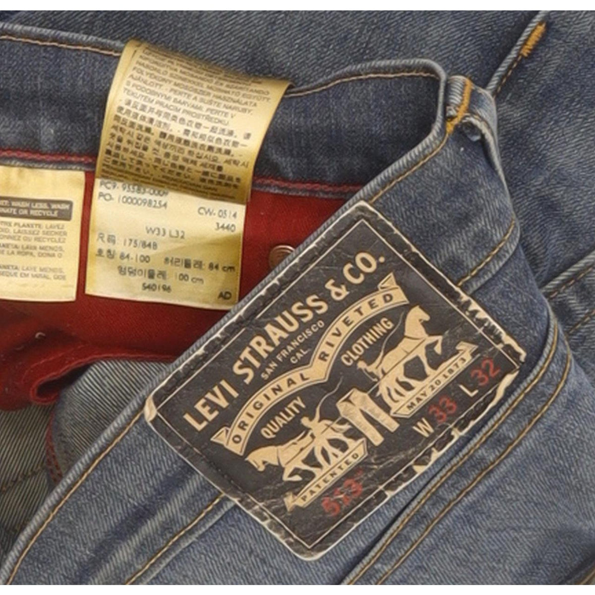 Levi's 513 Men Blue Straight Slim Jeans W33 L29