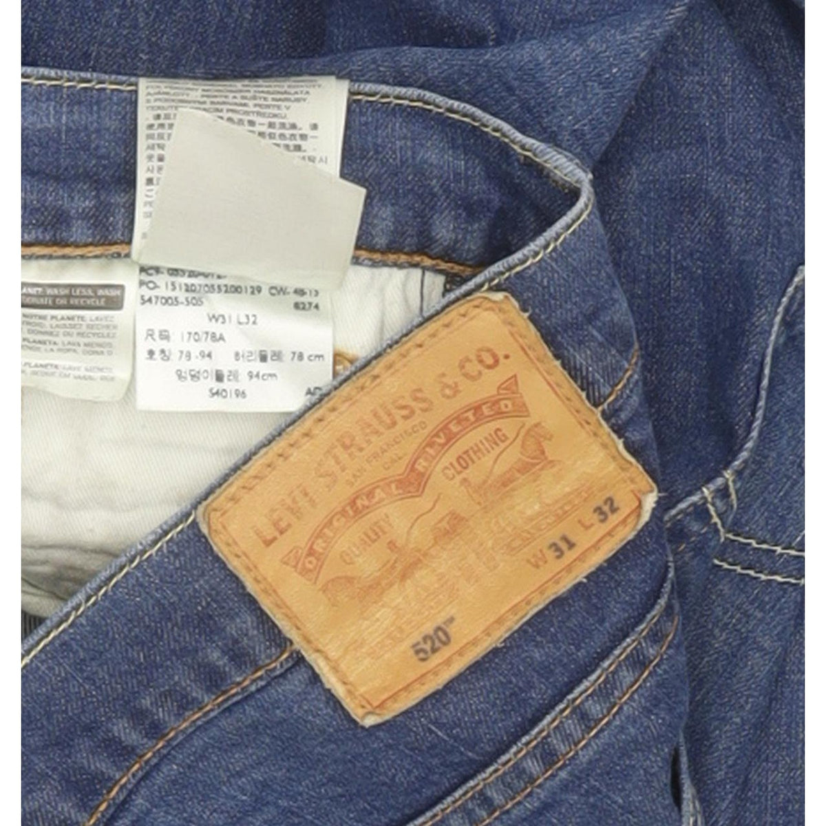 Levi's 520 Men Blue Skinny Slim Stretch Jeans W31 L30