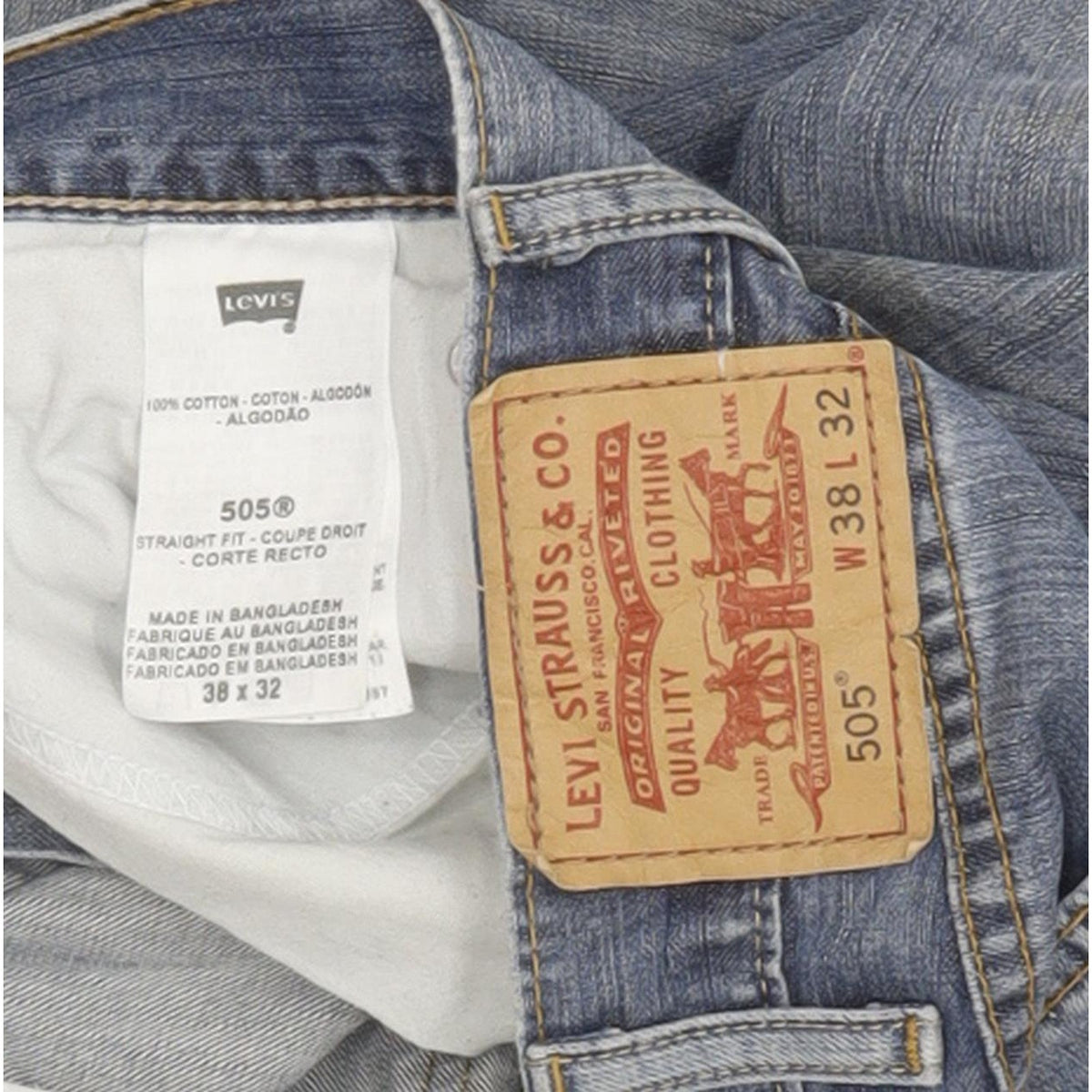 Levi's 505 Men Blue Straight Regular Jeans W38 L32