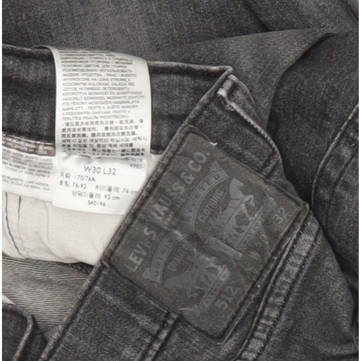Levi's 512 Men Grey Tapered Slim Stretch Jeans W30 L30